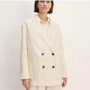 Everlane | New The Linen double breasted blazer/jacket Women’s size 14/16 Bone